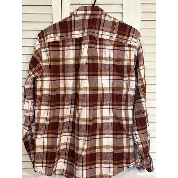 Eddie Bauer Shirt Mens Medium Brown Plaid Flannel Button Up Long Sleeve Outdoor - Picture 4 of 4